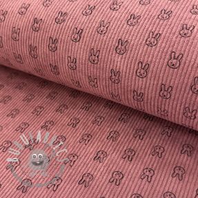 Velluto a coste STRETCH Little bunny old pink