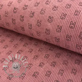 Velluto a coste STRETCH Little bunny old pink