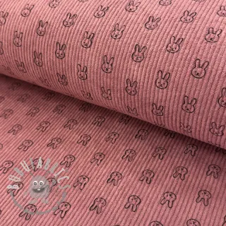 Velluto a coste STRETCH Little bunny old pink