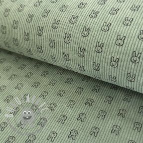 Velluto a coste STRETCH Little bunny old green