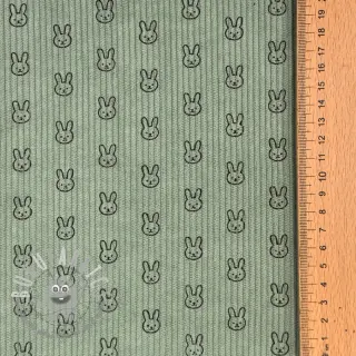 Velluto a coste STRETCH Little bunny old green