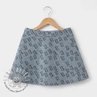 Velluto a coste STRETCH Little dino old blue