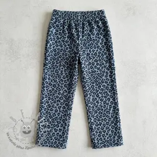 Velluto a coste STRETCH Little Leopard old blue