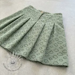 Velluto a coste STRETCH Little clouds old green