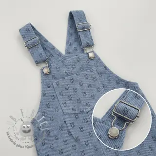 Velluto a coste STRETCH Little bunny old blue