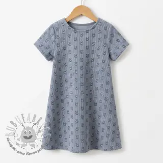 Velluto a coste STRETCH Little bunny old blue