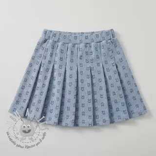 Velluto a coste STRETCH Little bunny old blue