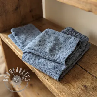 Velluto a coste STRETCH Little bunny old blue