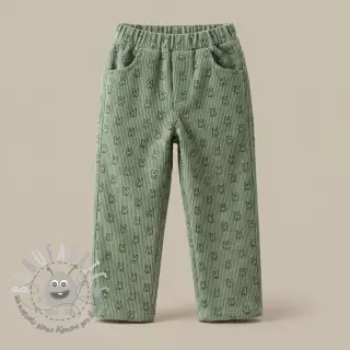 Velluto a coste STRETCH Little bunny old green