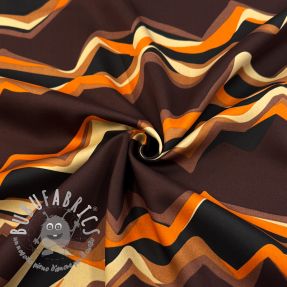 Tessuto di cotone SATIN Abstract waves dark brown