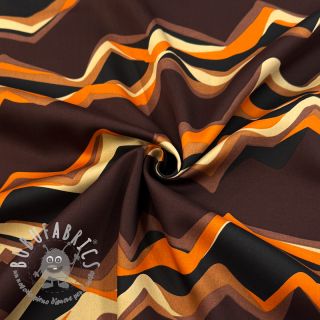 Tessuto di cotone SATIN Abstract waves dark brown
