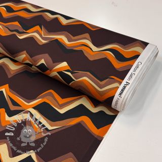 Tessuto di cotone SATIN Abstract waves dark brown