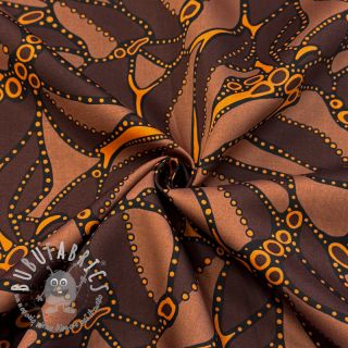 Tessuto di cotone SATIN Abstract dark brown