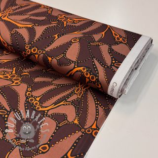 Tessuto di cotone SATIN Abstract dark brown