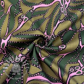 Tessuto di cotone SATIN Abstract dark green