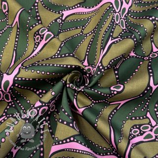 Tessuto di cotone SATIN Abstract dark green