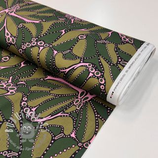 Tessuto di cotone SATIN Abstract dark green