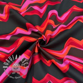 Tessuto di cotone SATIN Abstract waves dark red