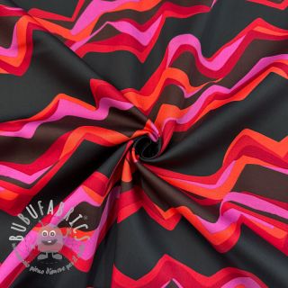 Tessuto di cotone SATIN Abstract waves dark red