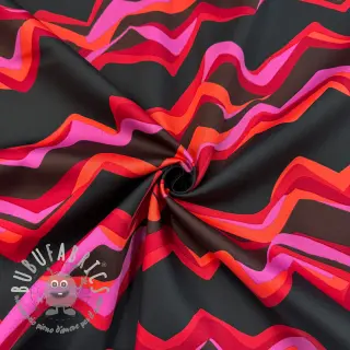 Tessuto di cotone SATIN Abstract waves dark red