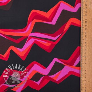 Tessuto di cotone SATIN Abstract waves dark red