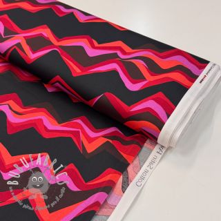 Tessuto di cotone SATIN Abstract waves dark red