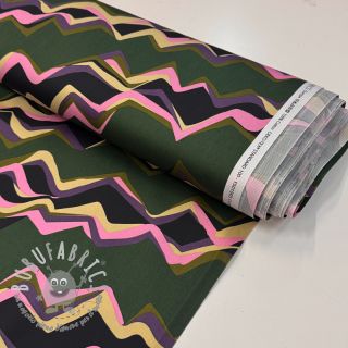 Tessuto di cotone SATIN Abstract waves dark green