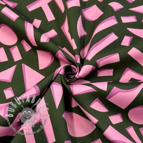 Tessuto di cotone SATIN Geometric dark green