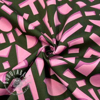 Tessuto di cotone SATIN Geometric dark green