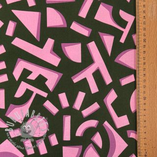 Tessuto di cotone SATIN Geometric dark green