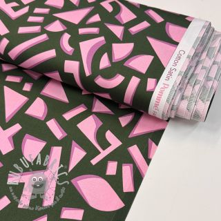 Tessuto di cotone SATIN Geometric dark green