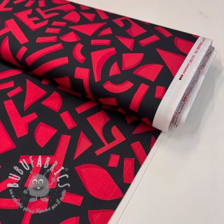 Tessuto di cotone SATIN Geometric dark red