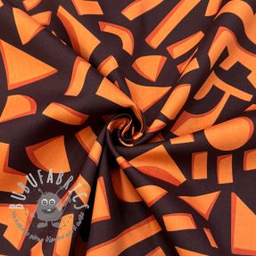 Tessuto di cotone SATIN Geometric dark brown