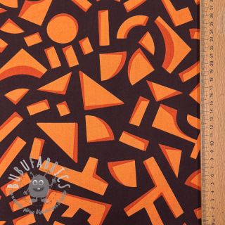 Tessuto di cotone SATIN Geometric dark brown