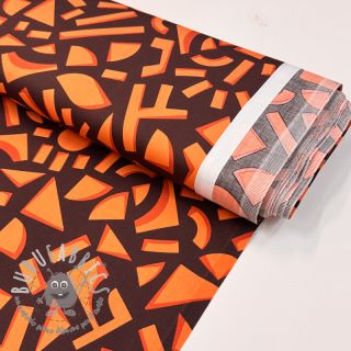 Tessuto di cotone SATIN Geometric dark brown