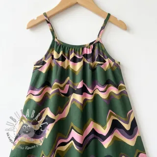 Tessuto di cotone SATIN Abstract waves dark green