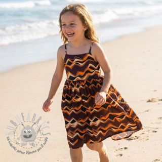 Tessuto di cotone SATIN Abstract waves dark brown