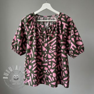 Tessuto di cotone SATIN Geometric dark green