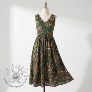 Tessuto di cotone SATIN Abstract dark green