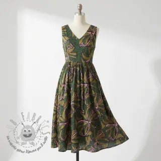 Tessuto di cotone SATIN Abstract dark green