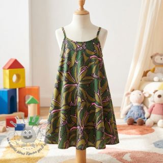 Tessuto di cotone SATIN Abstract dark green