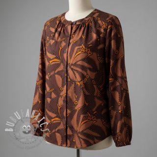 Tessuto di cotone SATIN Abstract dark brown