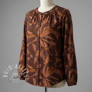 Tessuto di cotone SATIN Abstract dark brown