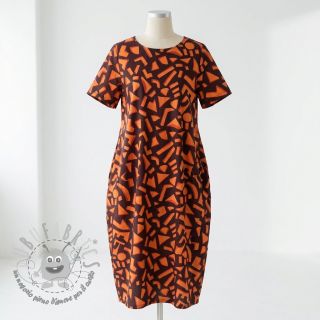 Tessuto di cotone SATIN Geometric dark brown