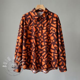 Tessuto di cotone SATIN Geometric dark brown