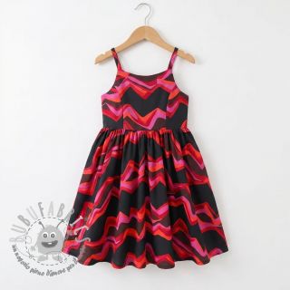 Tessuto di cotone SATIN Abstract waves dark red