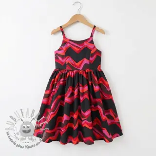 Tessuto di cotone SATIN Abstract waves dark red