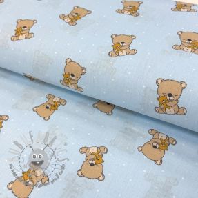 Tessuto di cotone Sweet bear light blue ORGANIC