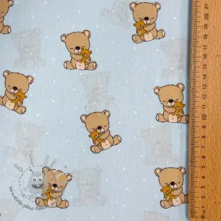 Tessuto di cotone Sweet bear light blue ORGANIC