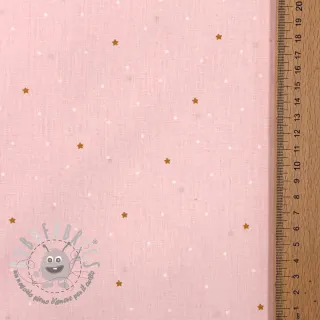 Tessuto di cotone Sweet bear star light rose ORGANIC